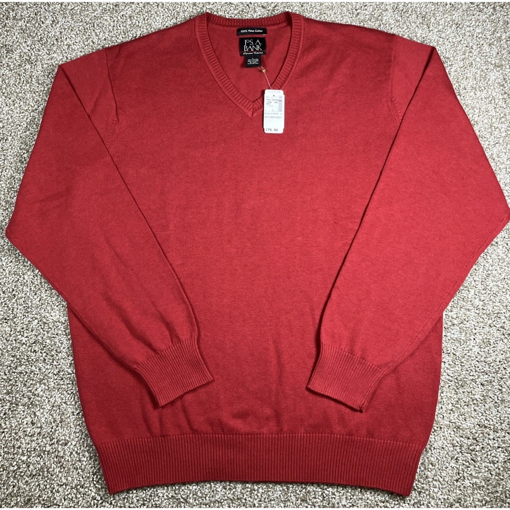 Jos A Bank Sweater Signature Collection Men's Large Red 100% Pima Cotton NWT